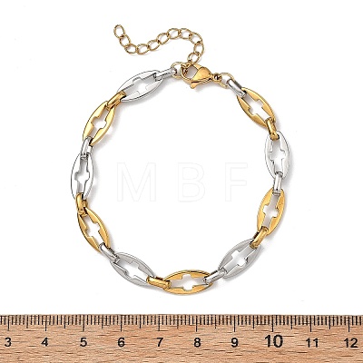 Two Tone 304 Stainless Steel Hollow Out Link Chain Bracelets for Women BJEW-JB13869-1