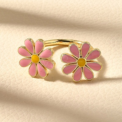 Brass Enamel Cuff Rings for Women RJEW-Q008-14G-01-1