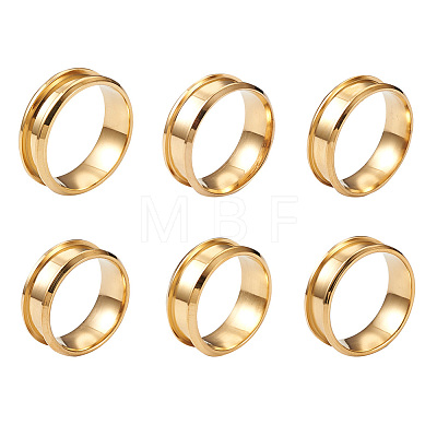 Yilisi 6Pcs 6 Sizes Stainless Steel Grooved Finger Ring Settings STAS-YS0001-18G-1