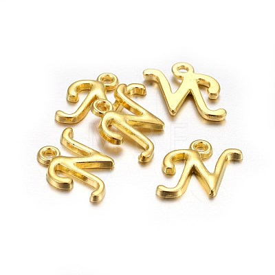 Golden Plated Alloy Letter Pendants PALLOY-J718-01G-N-1