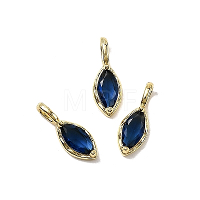 Horse Eye Brass Glass Charms KK-C134-18G-1