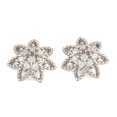 Christmas Brass Clear Cubic Zirconia Beads KK-B186-04P-1