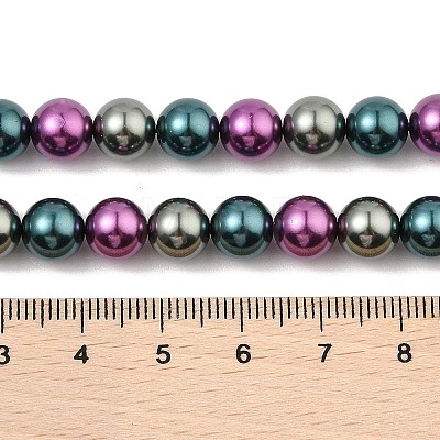 Baking Painted Pearlized Glass Pearl Round Bead Strands PEAR-H019-02C-10-1