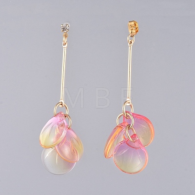 Glass Cluster Beads Dangle Ear Studs EJEW-JE03915-01-1