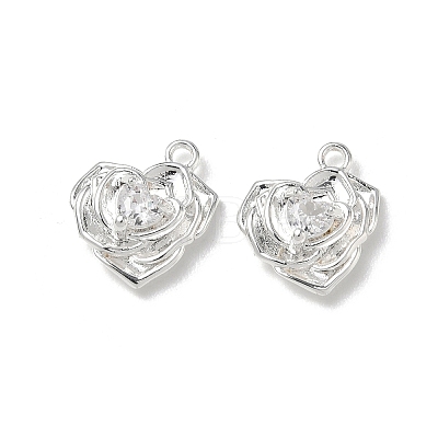 Valentine's Day Brass Micro Pave Cubic Zirconia Charms KK-P355-15S-01-1