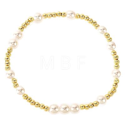 Bohemian Style Brass & Imitation Pearl Stretch Bracelets for Women YM3470-1