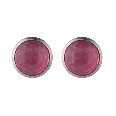 Natural Gemstone Dome/Half Round Stud Earrings for Women EJEW-JE04800-1