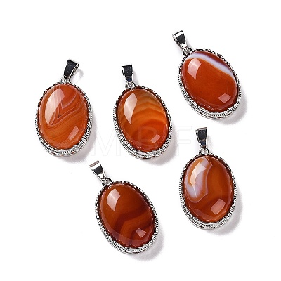 Natural Red Striped Agate/Banded Agate Pendants G-D851-38-1