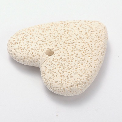 Synthetic Lava Rock Big Flat Heart Pendants G-O025-10C-1