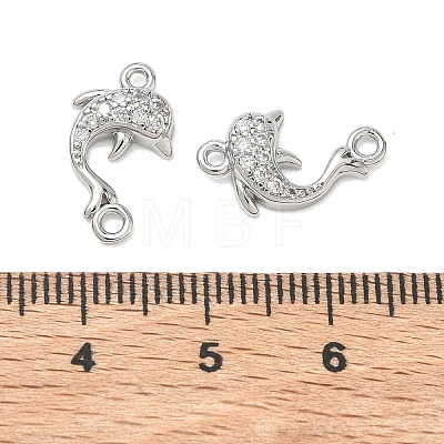 SHEGRACE Brass Micro Pave Clear Cubic Zirconia Dolphin Links Connector Charms XGRQ3K419-568P-1