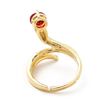 Cubic Zirconia Snake with Glass Wrap Adjustable Ring KK-H439-02B-G-1