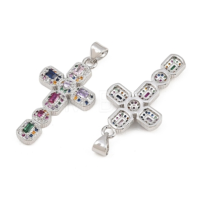 Brass Micro Pave Cubic Zirconia Pendants CU-CBADC6C-12P-03-1