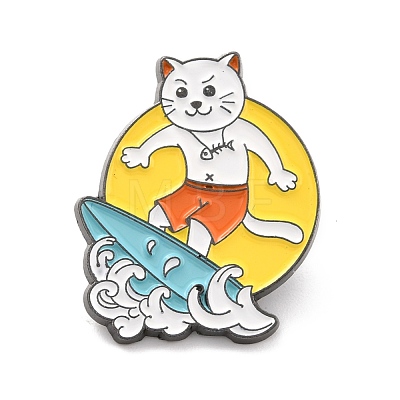 Cat Surfing Enamel Pin JEWB-I015-19GU-1