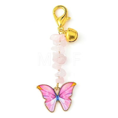 Alloy Enamel Butterfly Pendant Decoration HJEW-JM01555-1