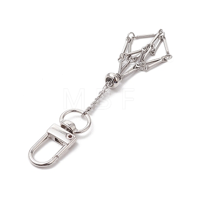Stainless Steel Braided Chain Macrame Pouch Empty Stone Holder Pendant Decorations HJEW-JM02055-1