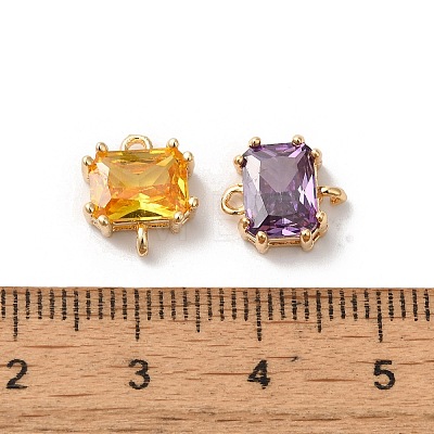 Brass Pave Glass Connector Charms KK-C062-030G-1