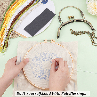 DIY Ethnic Style Flower Pattern Embroidery Crossbody Bags Kits DIY-WH0034-36-1