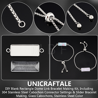 Unicraftale DIY Blank Rectangle Dome Link Bracelet Making Kit DIY-UN0005-31-1