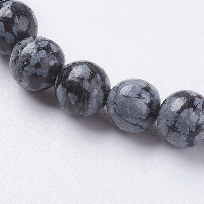 Natural Snowflake Obsidian Beads Strands X-G-G515-8mm-01-1
