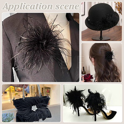 Ostrich Feather Brooches for Clothes JEWB-WH0030-98-1