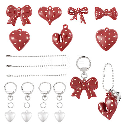 DIY Heart Bowknot Keychain Making Kits DIY-TA0015-61-1