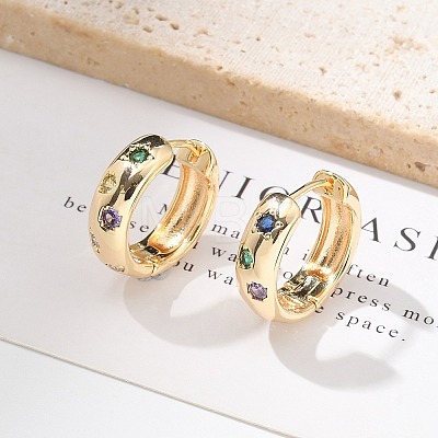 Brass Micro Pave Cubic Zirconia Hoop Earrings LS-EJEW-H152-01A-G-1