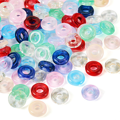  90Pcs 9 Colors Transparent Glass European Beads GLAA-TA0001-79-1