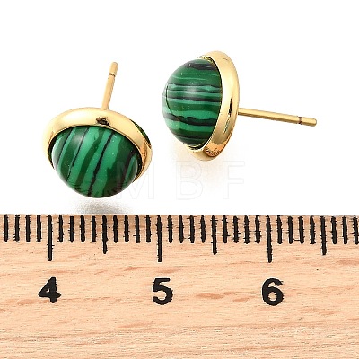 Brass Half Round Stud Earrings EJEW-Z124-02G-1