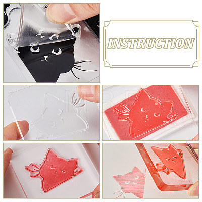 CRASPIRE 6 Sheets 6 Styles Leaf & Cat & Raven PVC Plastic Stamps DIY-CP0010-12-1