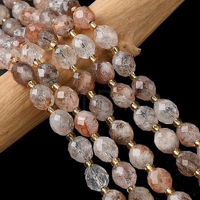 Natural Copper Rutilated Quartz Beads Strands G-F809-A41-01-1