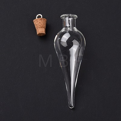 Teardrop Glass Cork Bottle Big Pendants X-AJEW-A041-01C-1