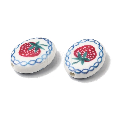 Hand Painted Oval Porcelain Beads PR-CBA03B0-01D-1