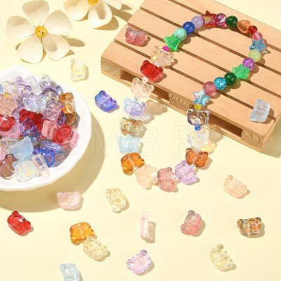 100Pcs Spray Painted Transparent Glass Beads GLAA-CJ0002-19-1