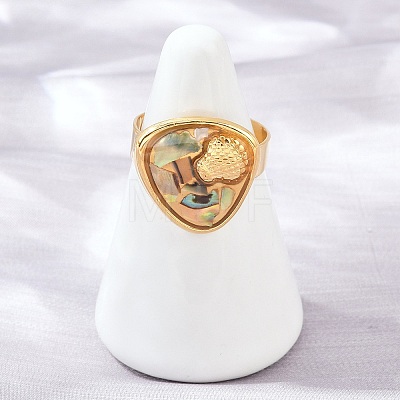 304 Stainless Steel Resin Cuff Open Rings RE-E001-02G-1