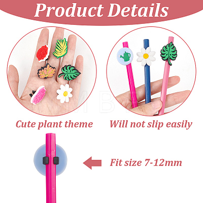 DELORIGIN 72Pcs 12 Style PVC Cartoon Style Straw Toppers FIND-DR0001-03-1