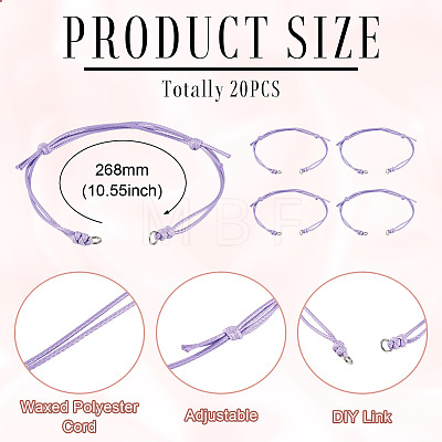 20Pcs Waxed Polyester Cord Bracelet Making AJEW-TAC00090-1
