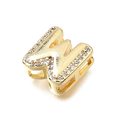 Brass Micro Pave Clear Cubic Zirconia Initial Spacer Bars KK-E802-34G-W-1