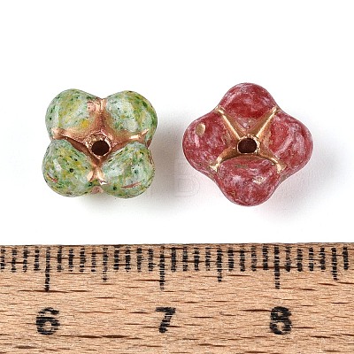 Picasso Baking Paint & Golden Metal Enlaced Glass Beads DGLA-T004-66M-1