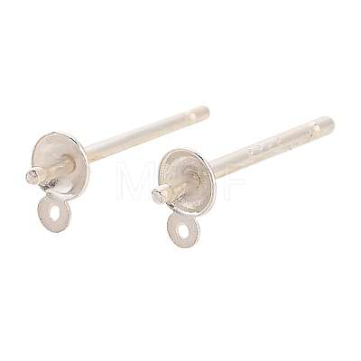 925 Sterling Silver Flat Round Stud Earrings Findings STER-B010-01A-S-1
