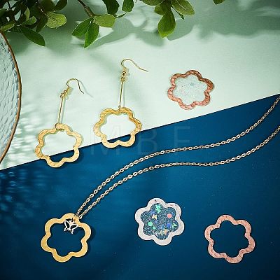  32Pcs 4 Color Hammered Brass Flower Linking Rings KK-NB0001-58-1