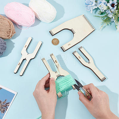 1 Set Wooden Knitting Fork for Hand Loom and Crafts DIY-BC0013-67-1