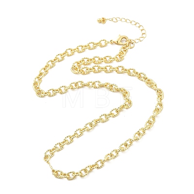 Brass Textured Cable Chain Necklaces NJEW-A042-12G-01-1