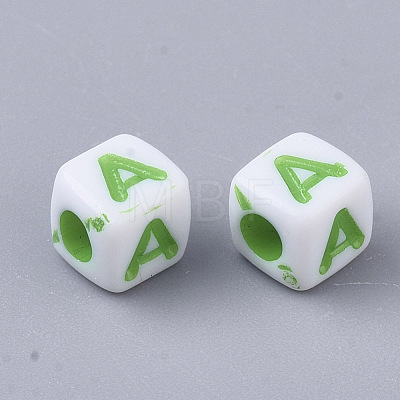 White Opaque Acrylic Beads MACR-R869-01A-1