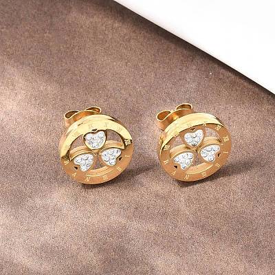 Flower 304 Stainless Steel Stud Earrings EJEW-H175-01G-1