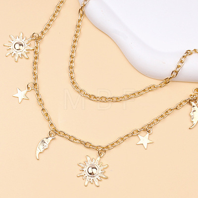 Alloy Moon Sun Star Double Layer Tassel Waist Chains WG6E939-01-1