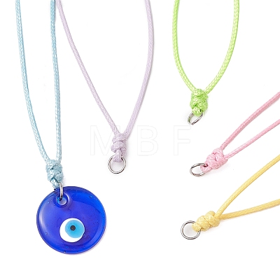 5Pcs 5 Colors Adjustable Waxed Polyester Cord Necklace Making AJEW-JB01309-01-1