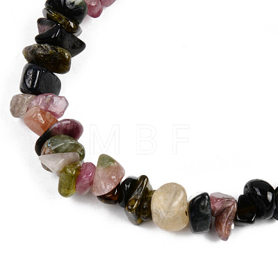 Unisex Chip Natural Tourmaline Beaded Stretch Bracelets BJEW-S143-43-1