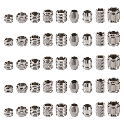  90Pcs 9 Styles 201 Stainless Steel European Beads STAS-TA0001-99-1