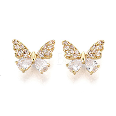 Brass Micro Pave Cubic Zirconia Beads KK-N276-09G-1