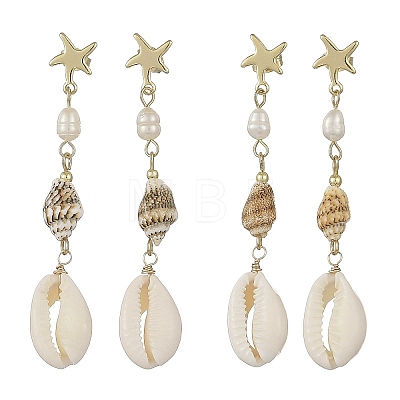304 Stainless Steel with Natural Pearl Beads Stud Earrings EJEW-JE07421-1